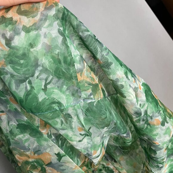 Vintage 1950s Dress Party Chiffon Short Sleeves Floral A-Line Women Union Label - Picture 11 of 16